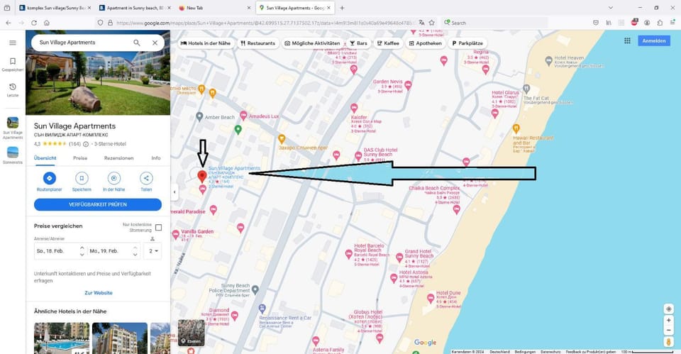 Apartment in Sunny beach, Complex Sun Village, 80 qm, 2 bedrooms & living room near to the beach, SWIMMING POOL, garden Apartment hotel in Sunny Beach