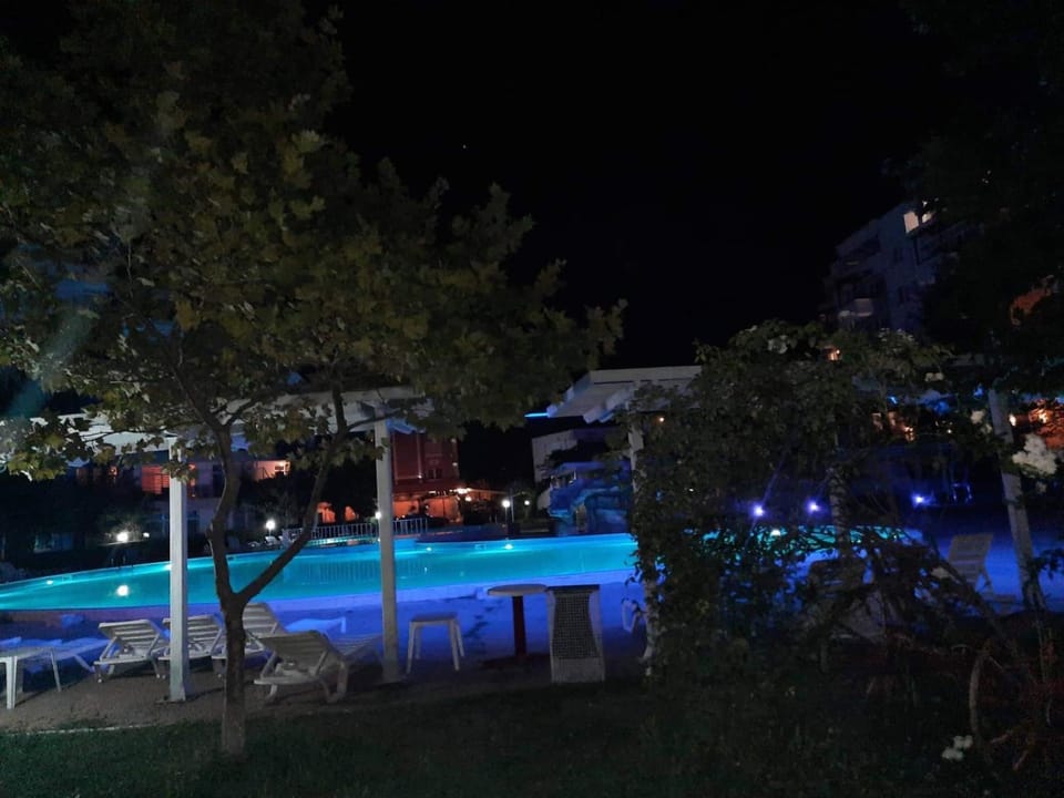 Night, Pool view, Swimming pool