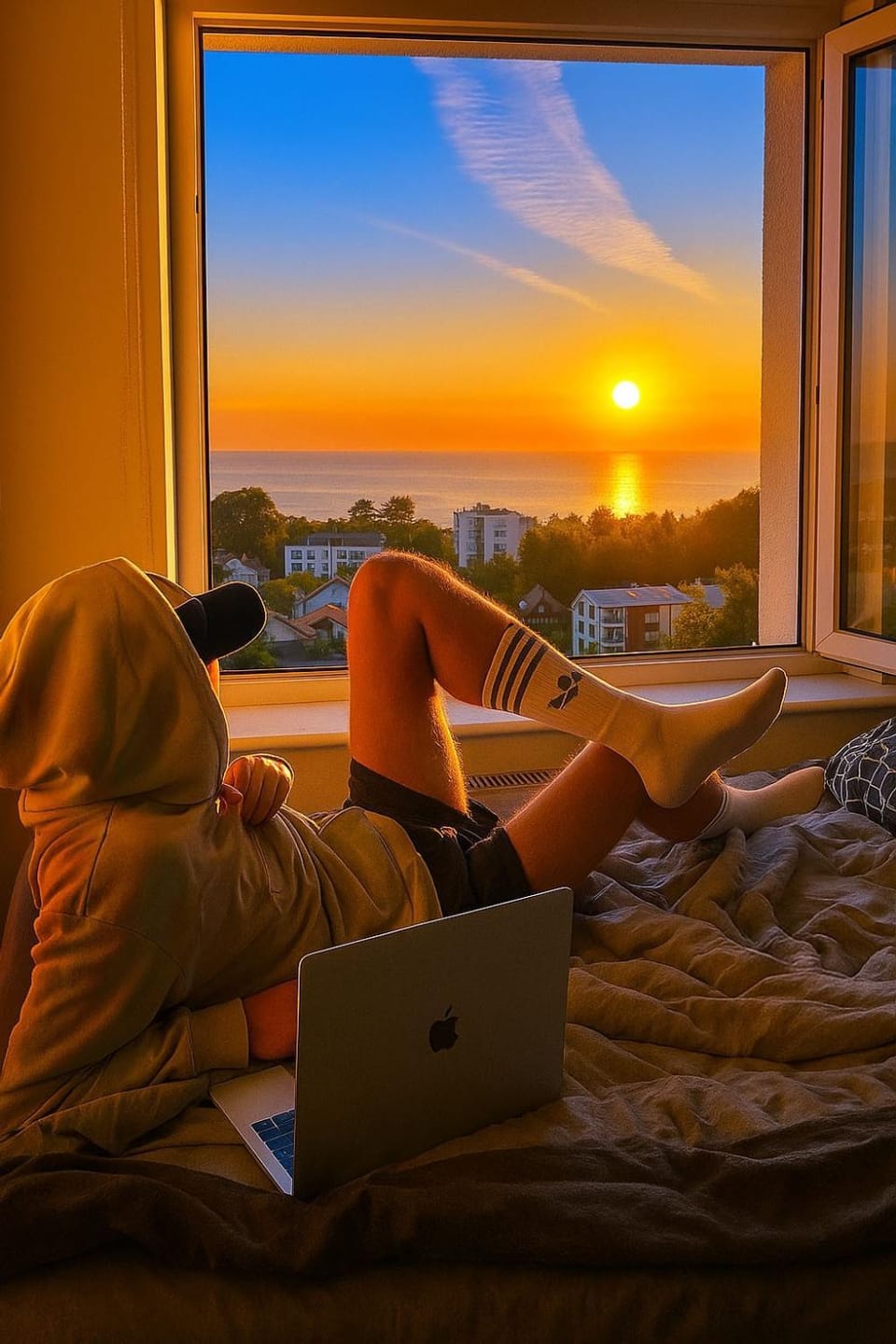 Bed, People, Natural landscape, Bird's eye view, TV and multimedia, View (from property/room), Other, Photo of the whole room, Decorative detail, Beach, Beach, Evening entertainment, Bedroom, Communal kitchen, City view, City view, Landmark view, Landmark view, Sea view, Sea view, Street view, Time of day, Sunrise, Sunset, children, group of guests, Inner courtyard view, furniture, heating, internet, pet friendly, trouser press, washing machine