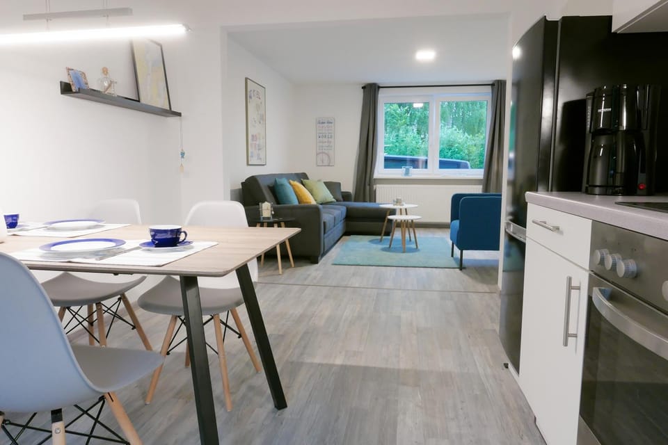 Kitchen or kitchenette, Living room, Dining area