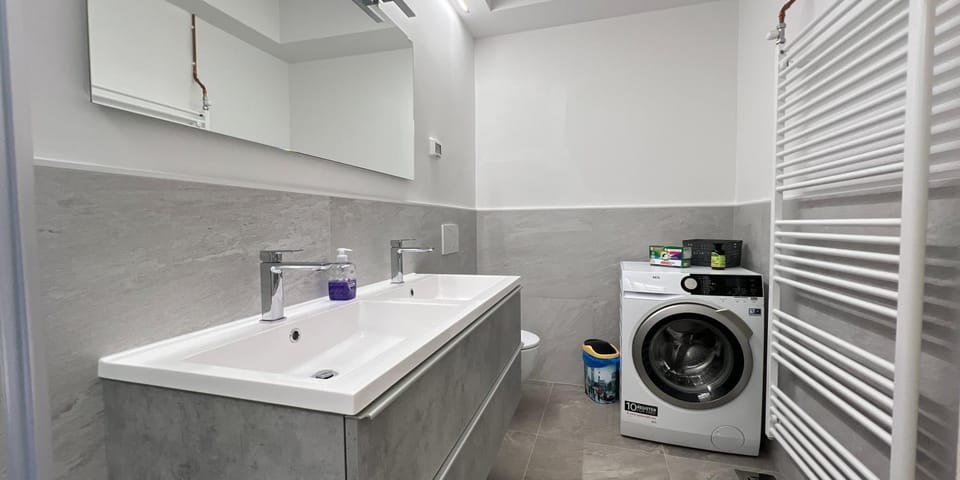 Bathroom, washing machine, dryer