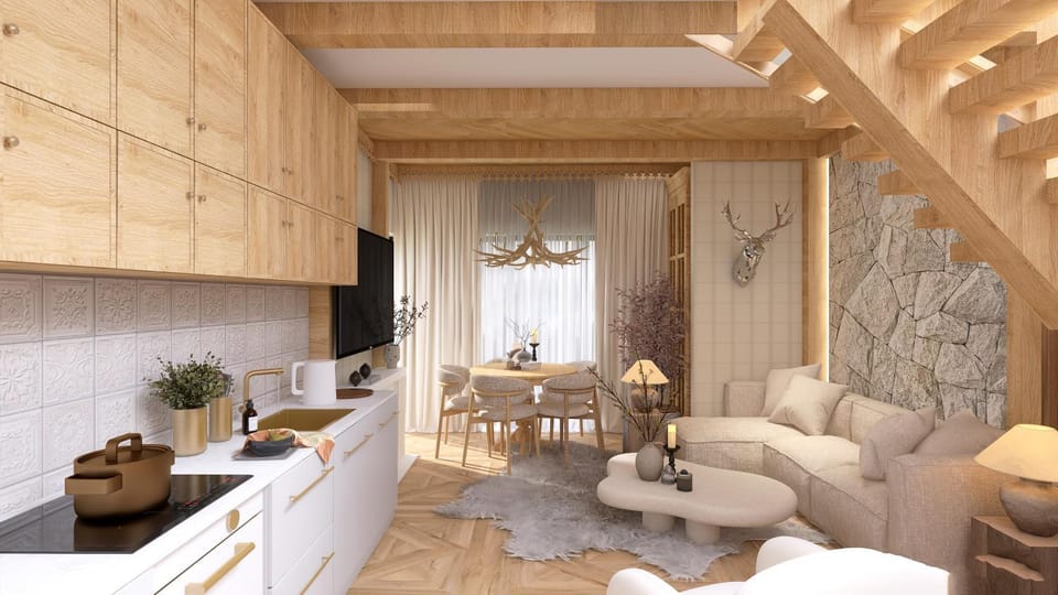 TV and multimedia, Kitchen or kitchenette, Living room, Seating area, Dining area