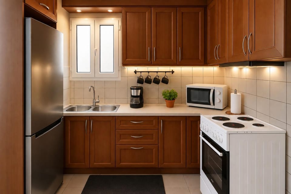 Kitchen or kitchenette, oven, stove