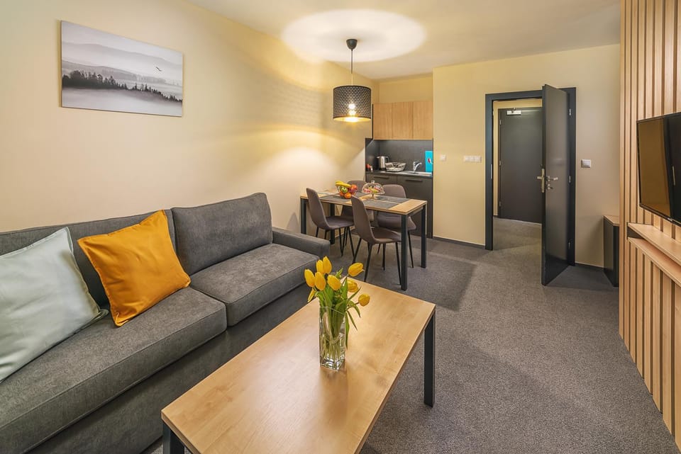 TV and multimedia, Kitchen or kitchenette, Living room, Seating area