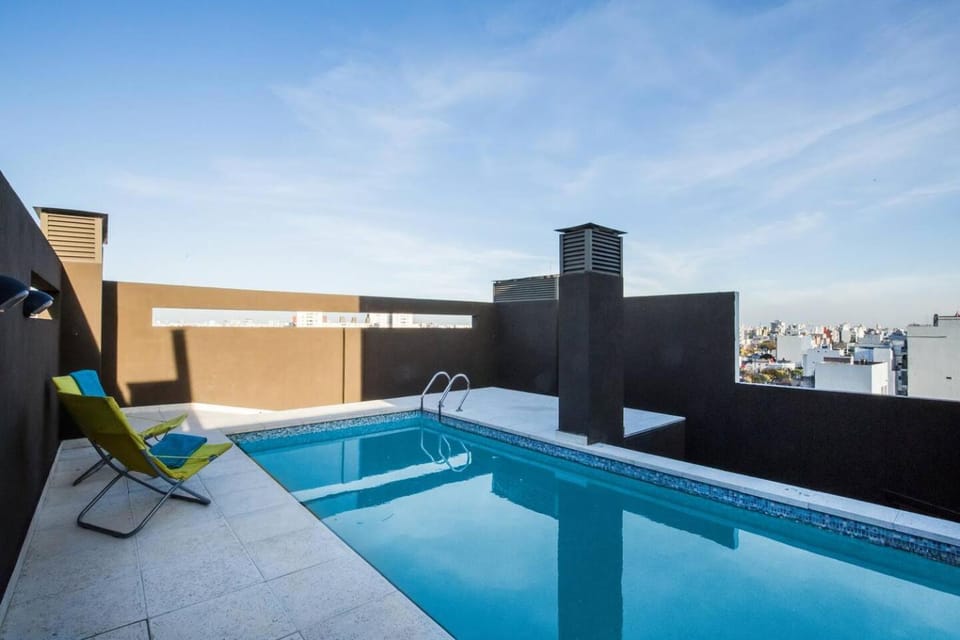 Pool view, Swimming pool, Sunset, sunbed