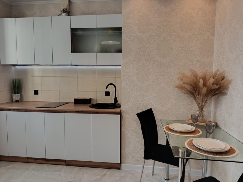 Kitchen or kitchenette, Dining area, stove
