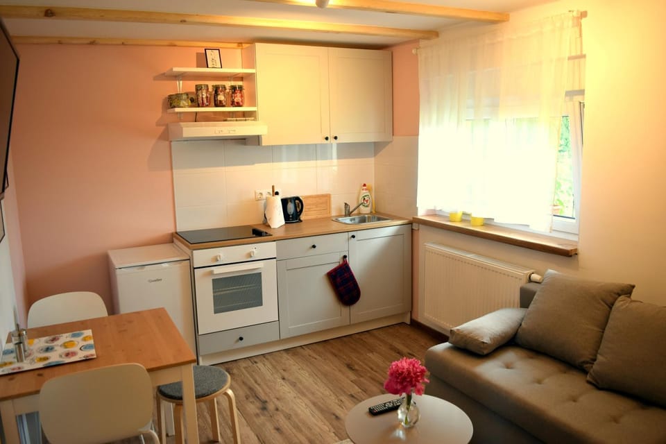 Coffee/tea facilities, Kitchen or kitchenette, Living room, Seating area, Dining area, pet friendly, stove