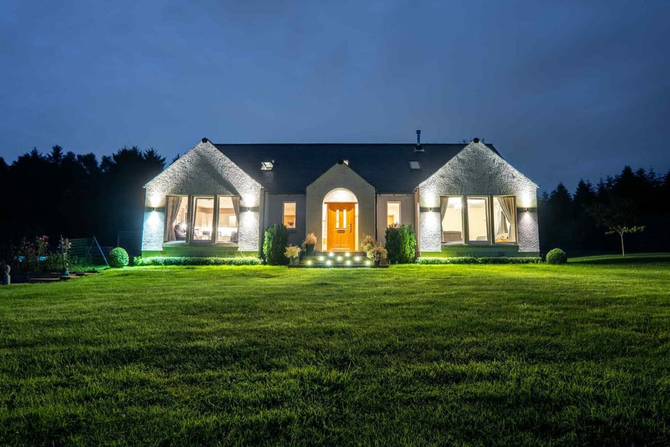 Property building, Night, Garden, Garden view