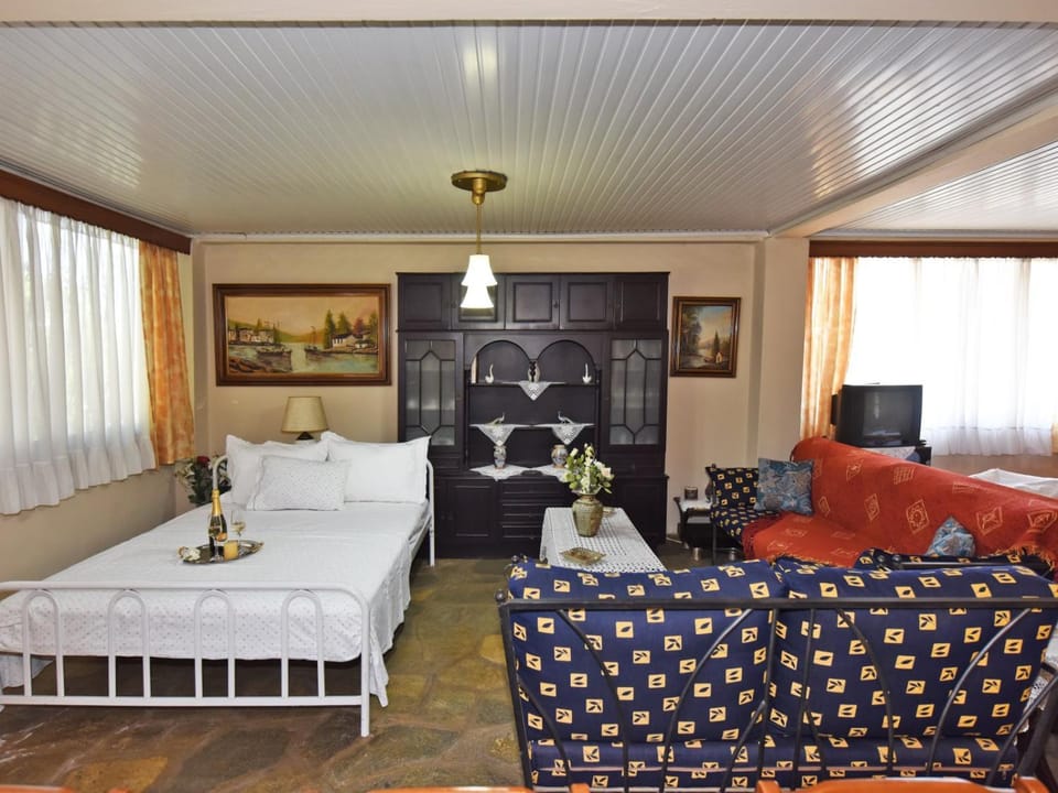 Bed, Living room, Seating area