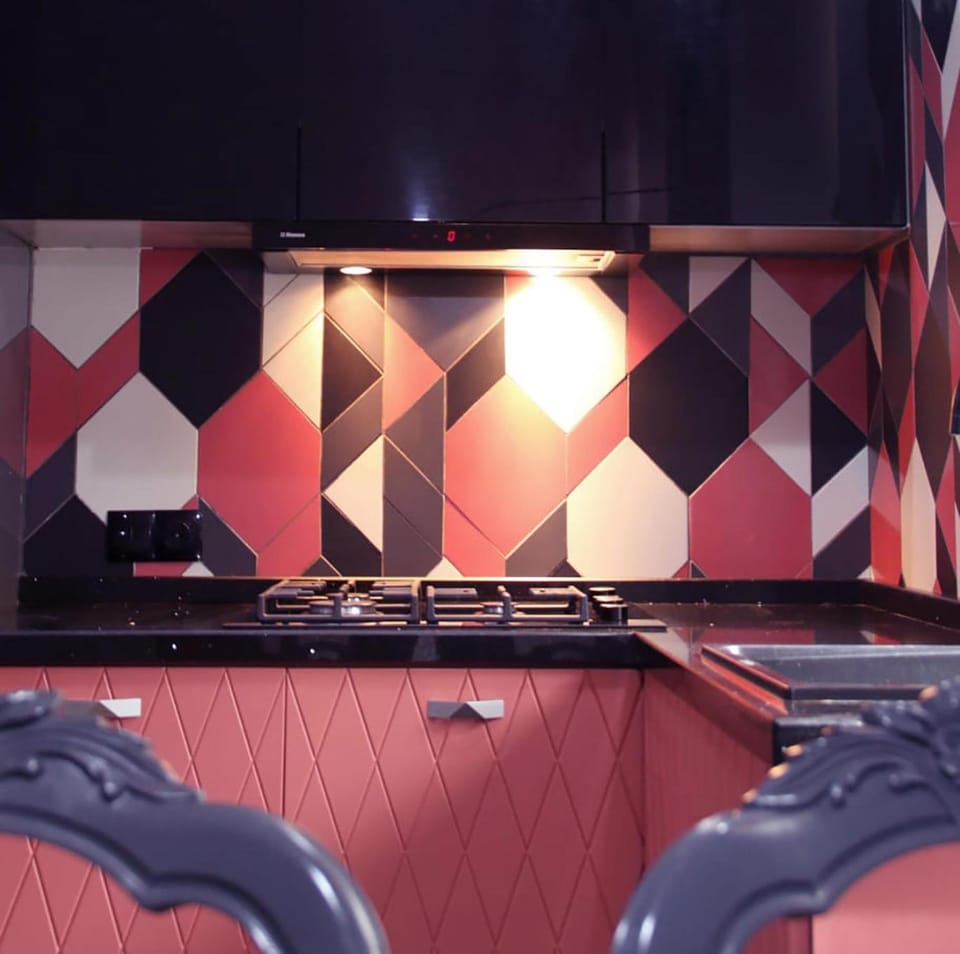Kitchen or kitchenette, stove
