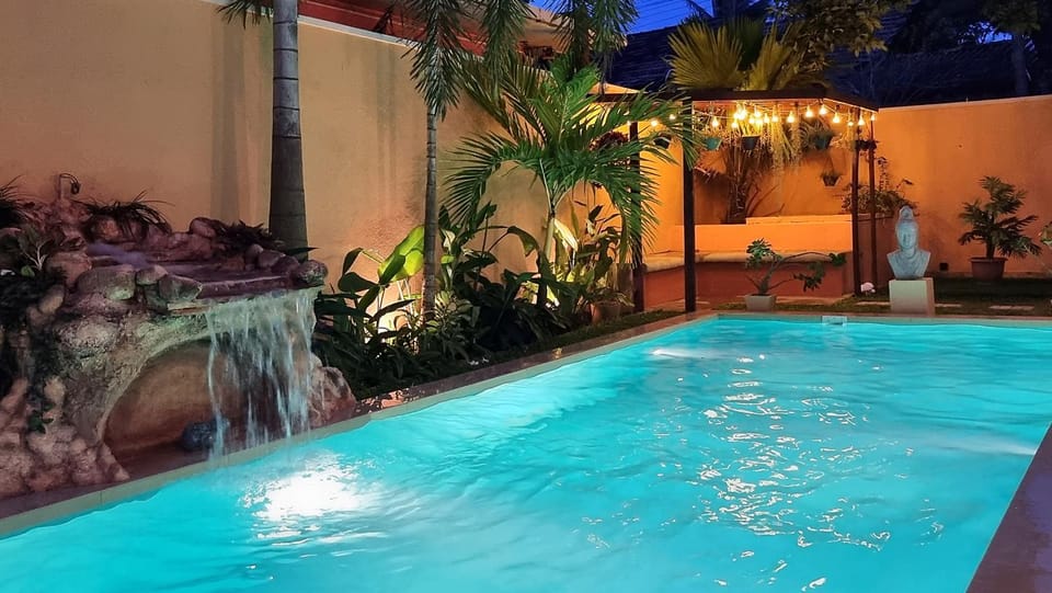 Night, Pool view, Swimming pool