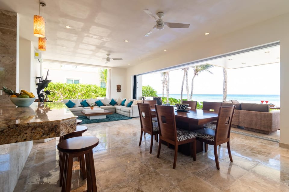 Living room, Dining area, Pool view, Sea view