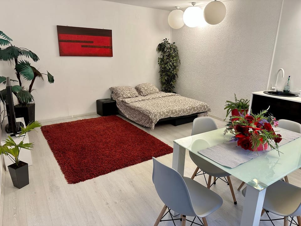 Bed, TV and multimedia, Living room, Photo of the whole room, Seating area, Dining area, Bedroom