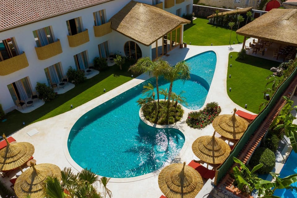 Property building, Patio, Day, Garden, Garden view, Pool view, Swimming pool, sunbed