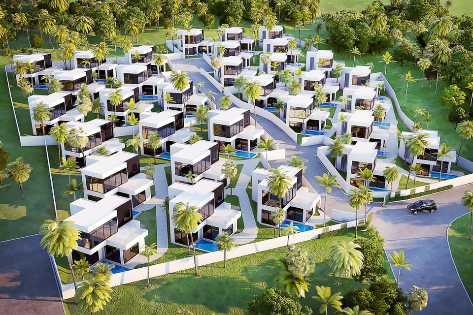 Off site, Bird's eye view, On site