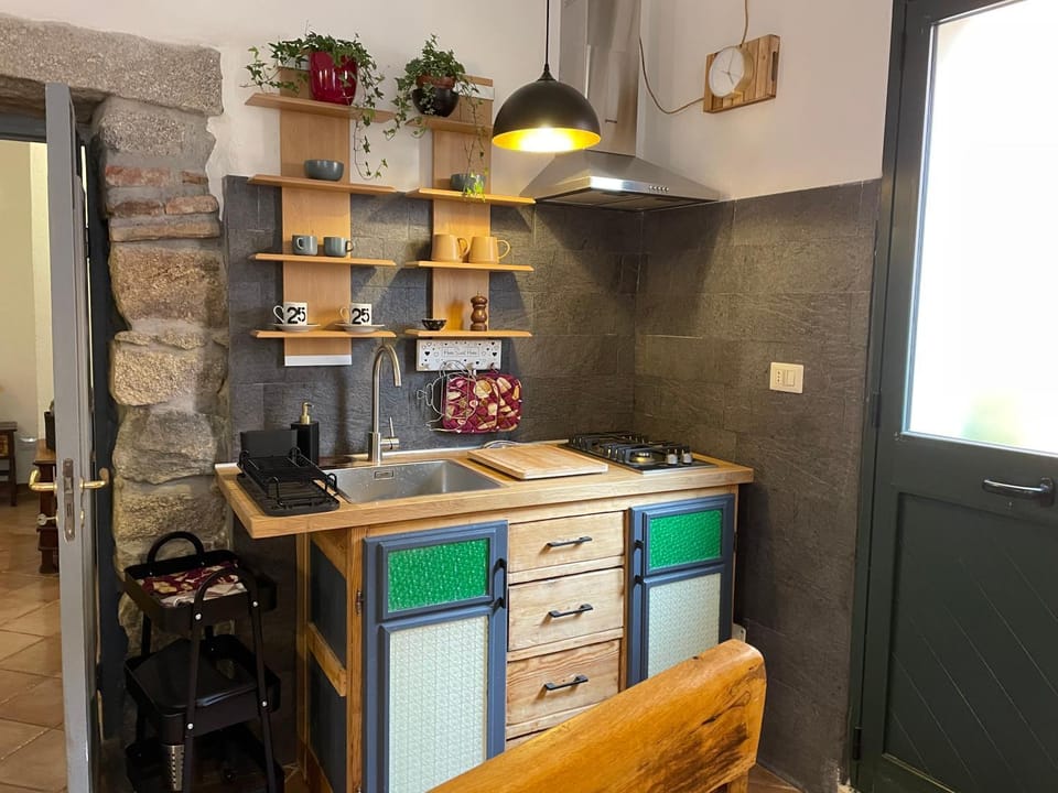 Kitchen or kitchenette, minibar, stove