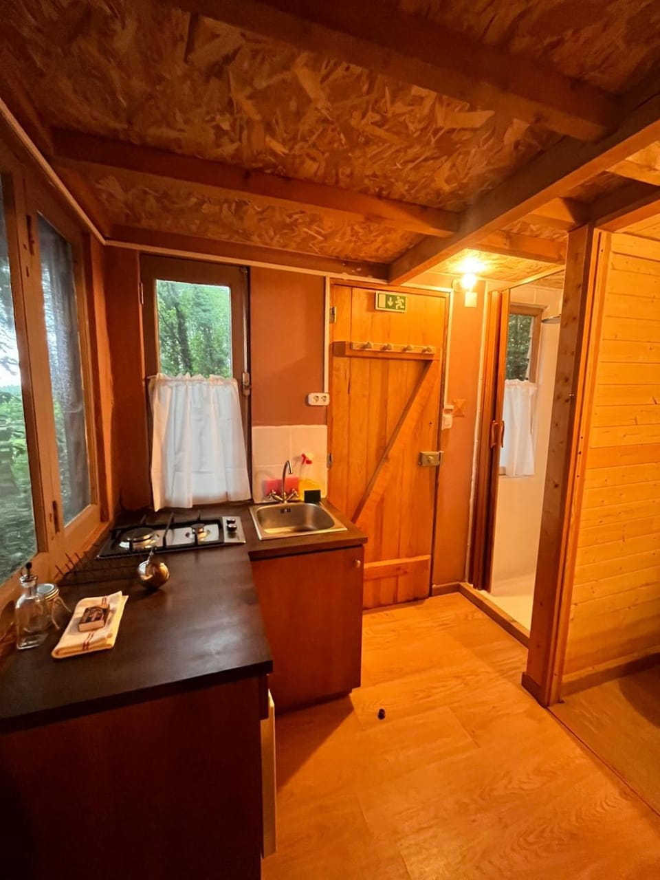 Kitchen or kitchenette, stove