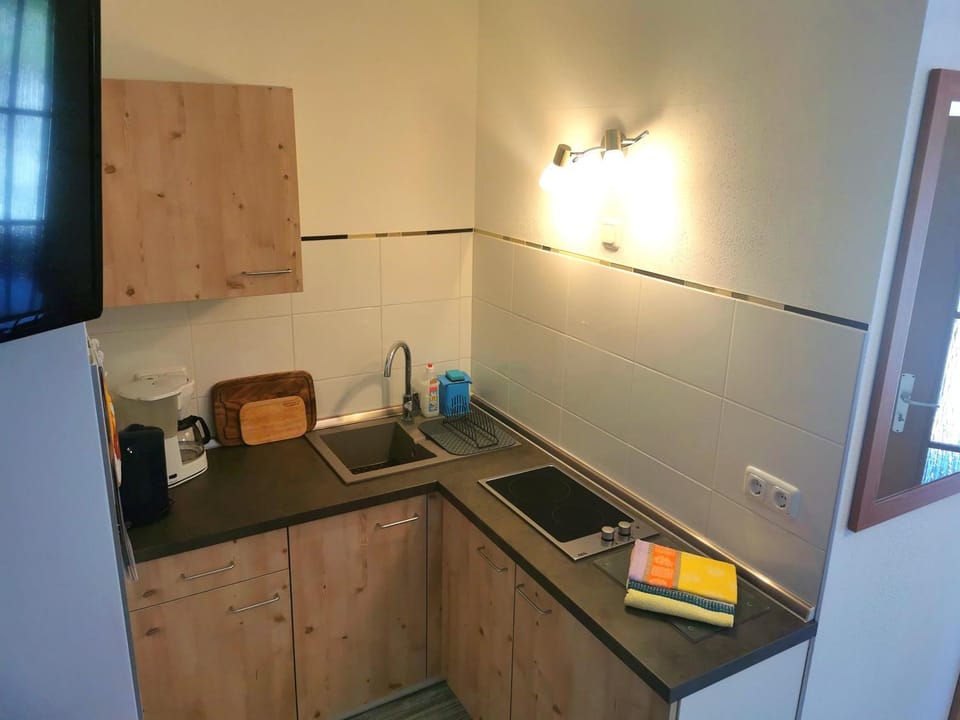 Kitchen or kitchenette, stove