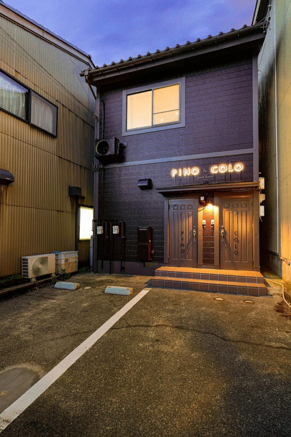 Property building, Night, Parking