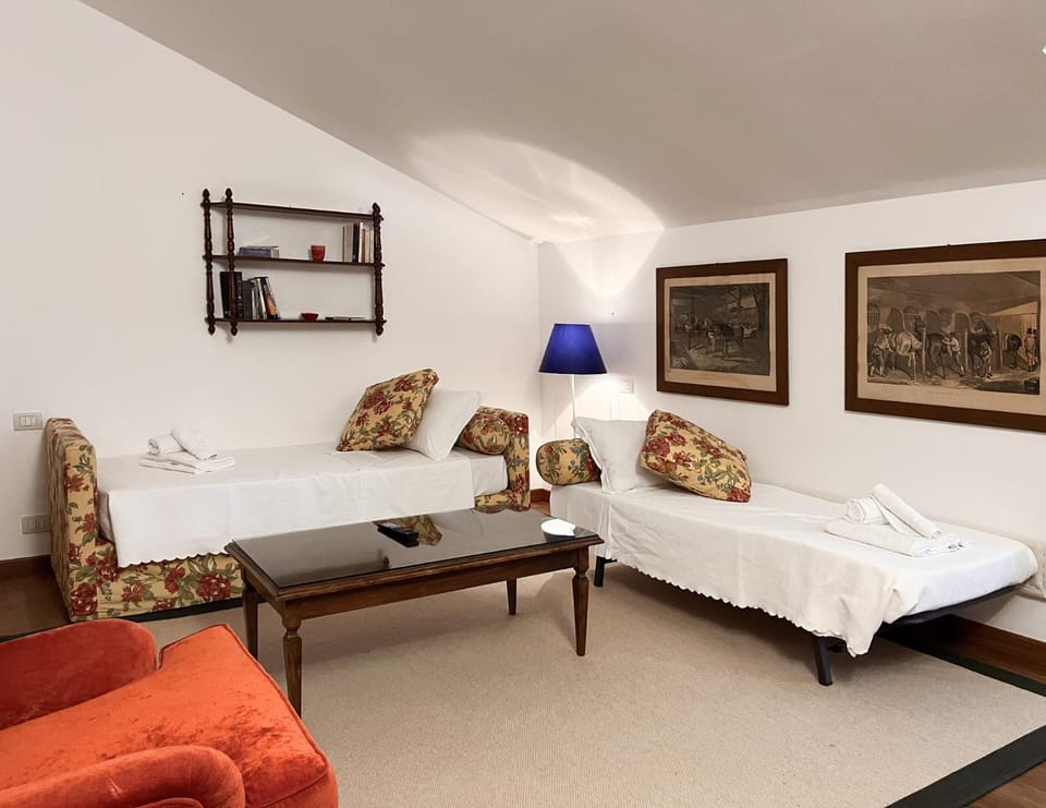 Bed, Living room, Seating area