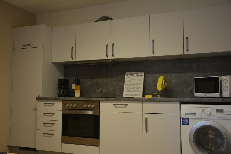 Kitchen or kitchenette, washing machine