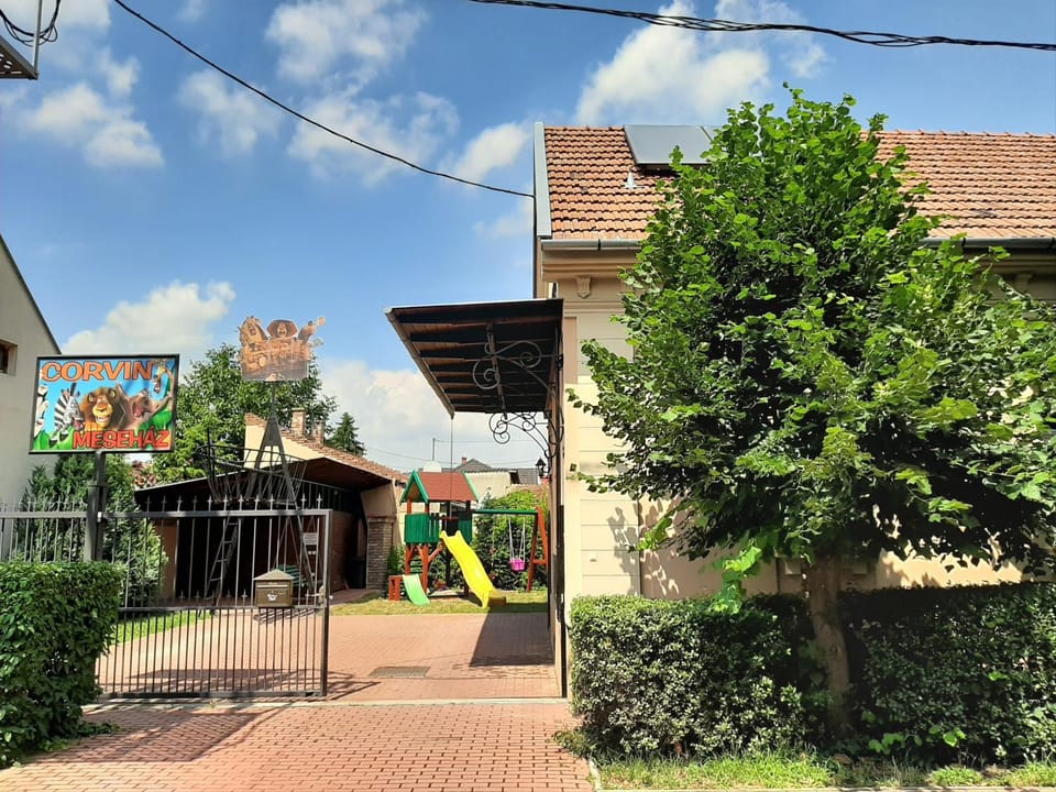 Property building, Property logo or sign, Children play ground, Garden