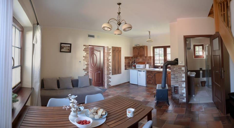 Shower, Kitchen or kitchenette, Living room, Seating area, Dining area, fireplace, pet friendly, stove