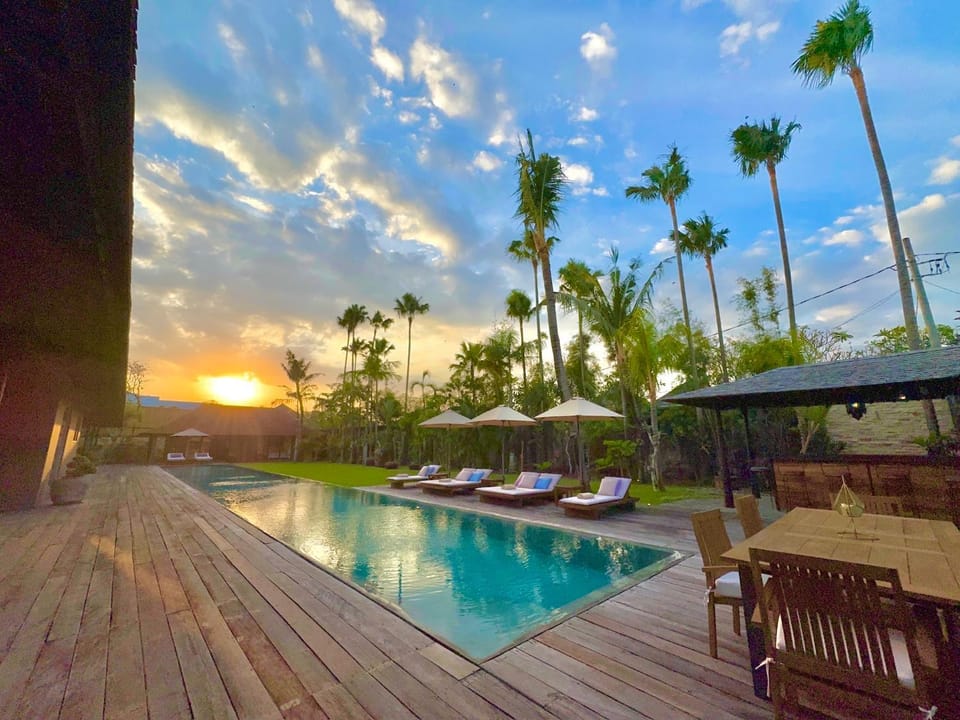 Patio, Day, Natural landscape, Pool view, Swimming pool, Sunrise, Sunset, sunbed