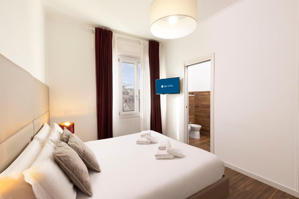 Shower, Bed, Bathroom, Bedroom