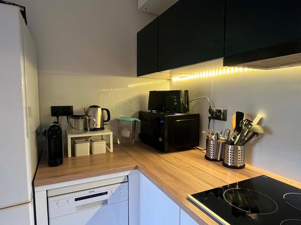 Coffee/tea facilities, Kitchen or kitchenette, dishwasher, microwave, stove, toaster