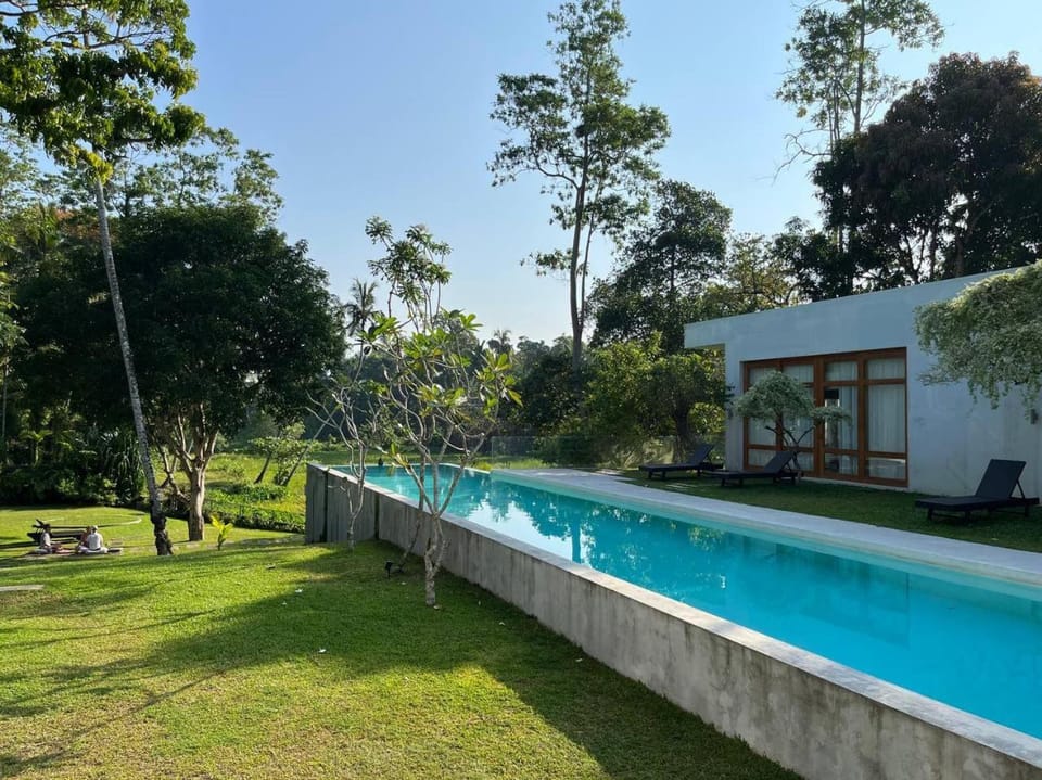 Property building, Day, Natural landscape, Garden, Pool view, Swimming pool, sunbed