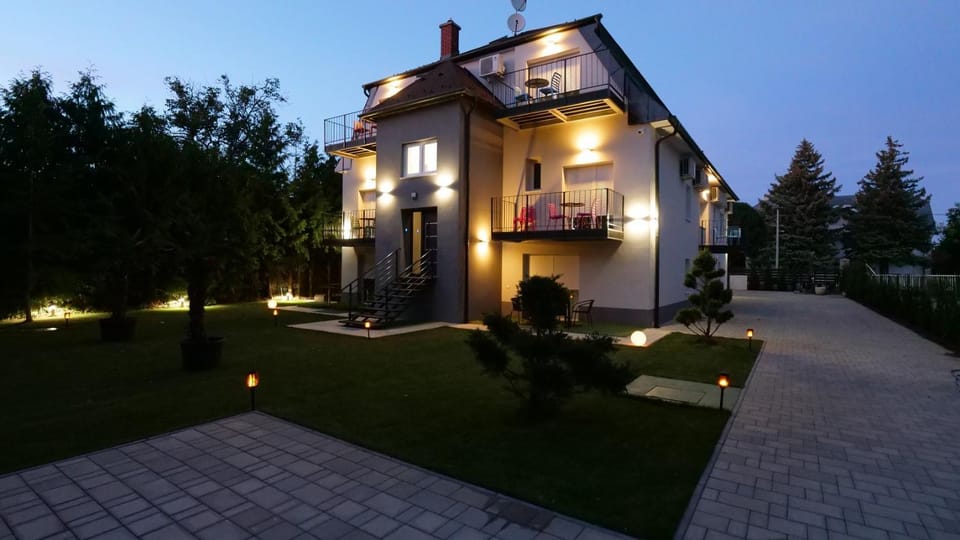 Property building, Night, Garden, Garden view