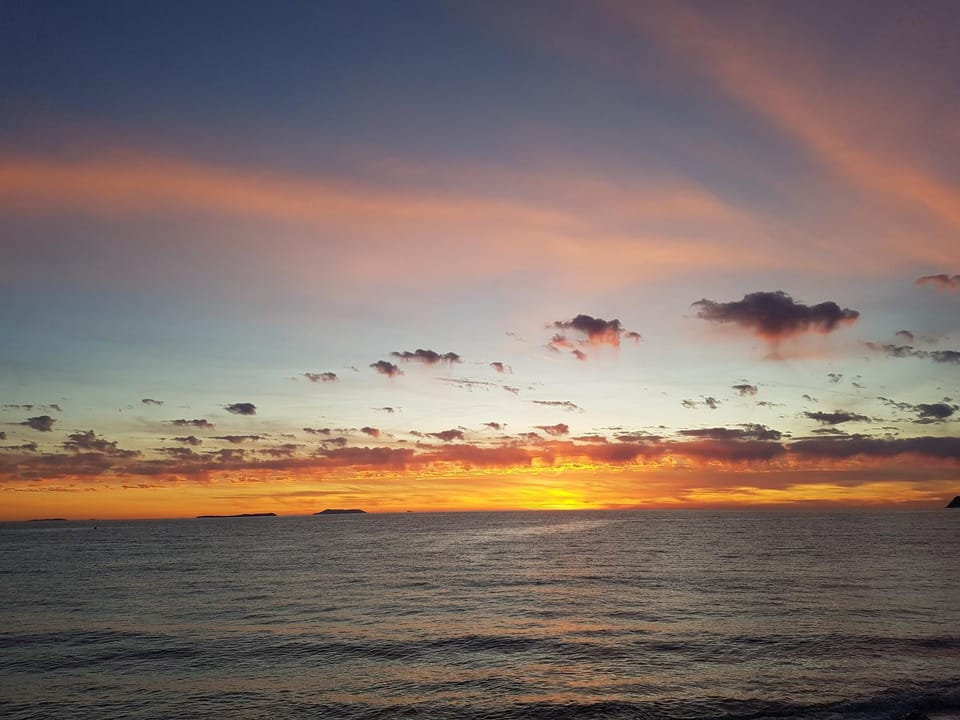 Beach, Sea view, Sunset