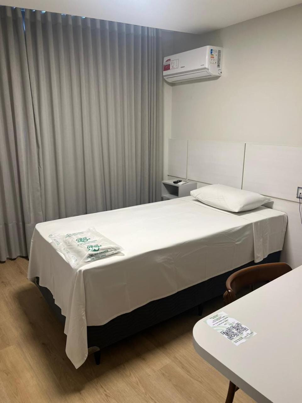 Bed, Photo of the whole room, Bedroom, towels, air conditioner