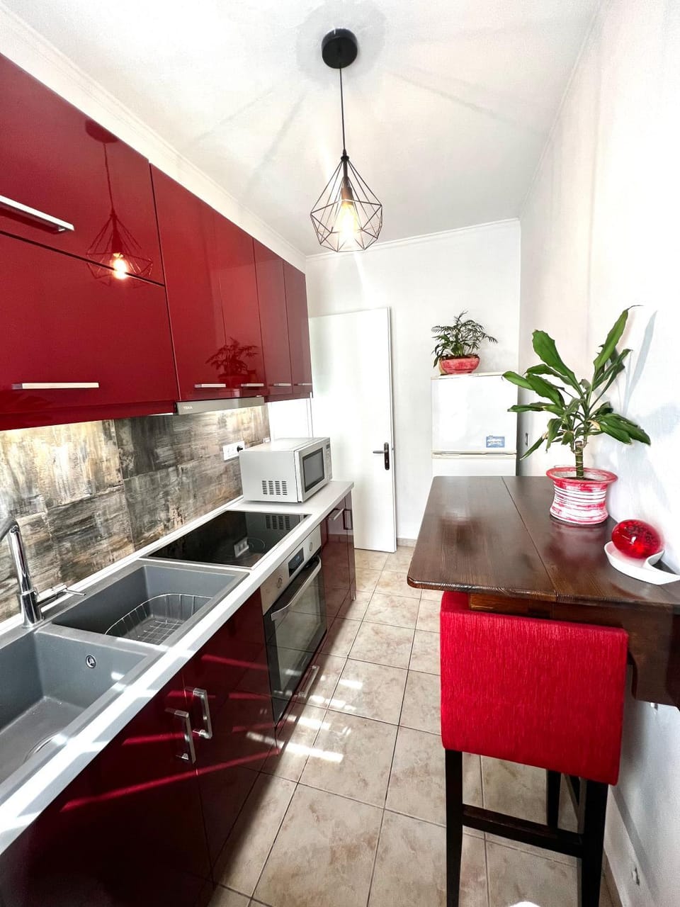 Kitchen or kitchenette, stove