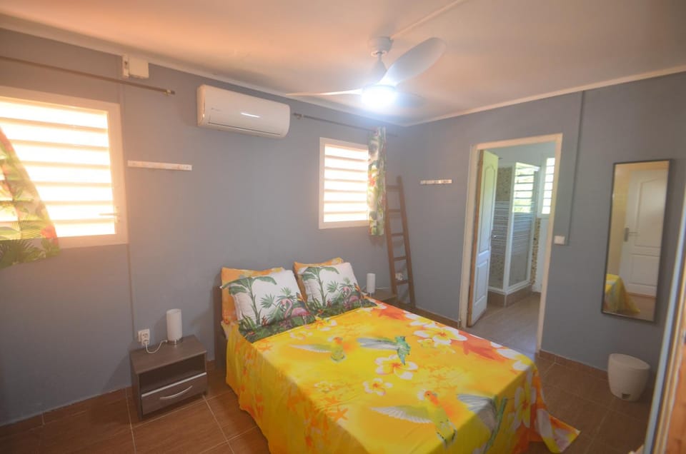 Bed, Photo of the whole room, Bedroom, fireplace, air conditioner