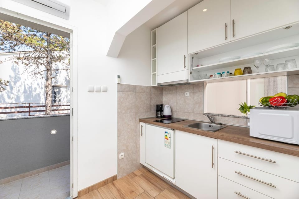 Kitchen or kitchenette, minibar, stove