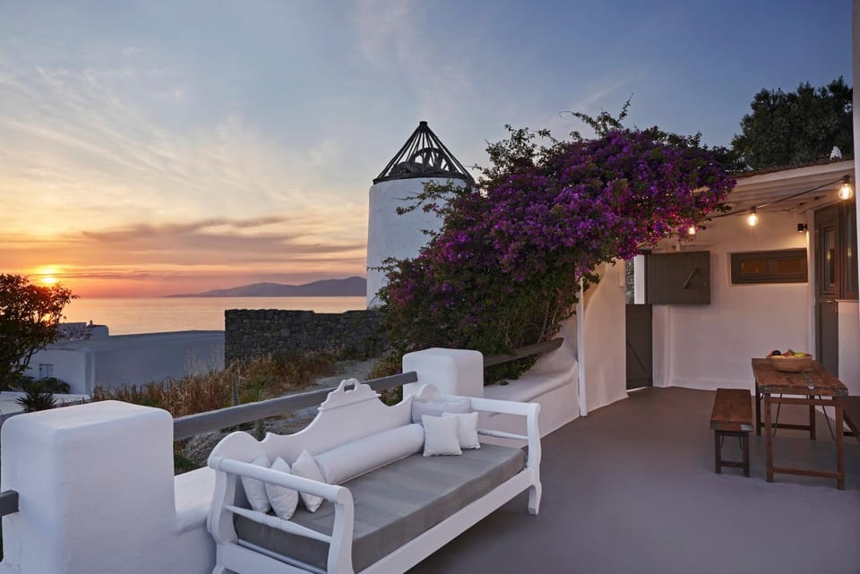 Natural landscape, View (from property/room), Balcony/Terrace, Seating area, Sunset