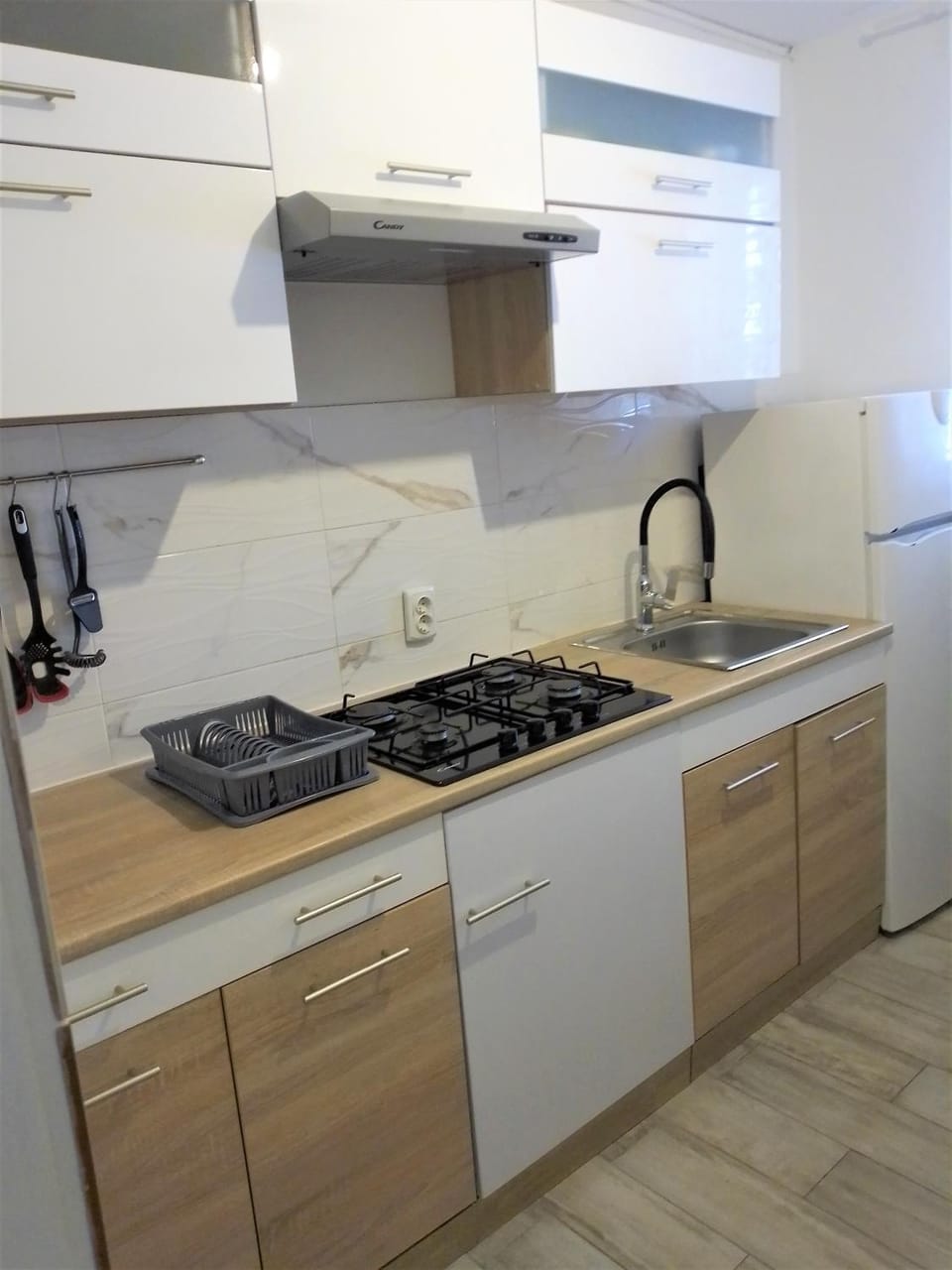 Kitchen or kitchenette, stove