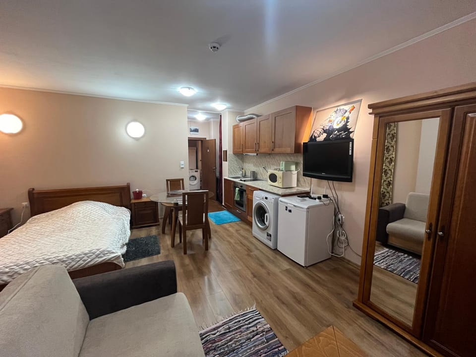 Spacious Studio at Gondola! Fast WiFi, Washer, AC, balcony, quiet Apartment in Bansko