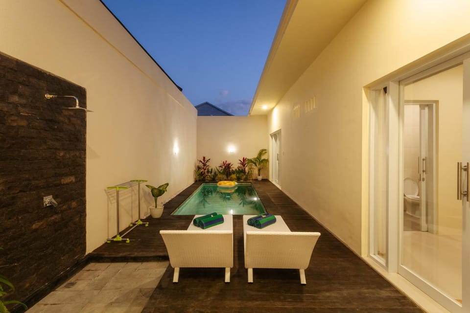 Night, Pool view, Swimming pool