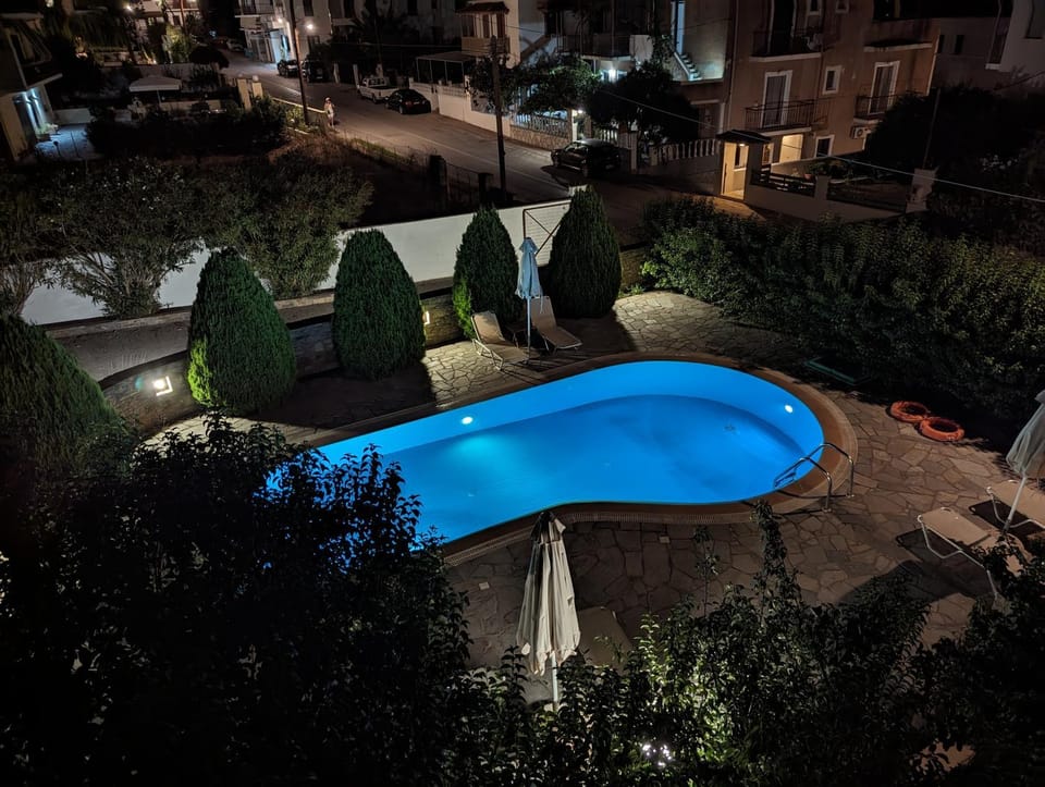 Night, Pool view, Swimming pool