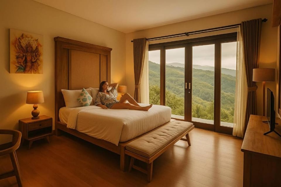 Bed, People, Natural landscape, Mountain view