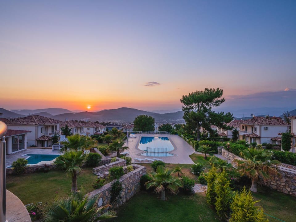 Pool view, Swimming pool, Sunset