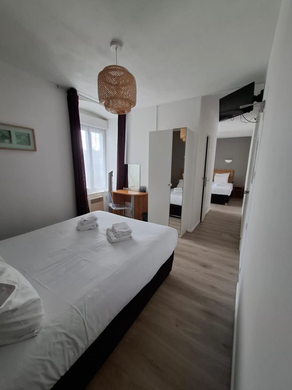 Bed, Photo of the whole room, Bedroom, towels, wardrobe