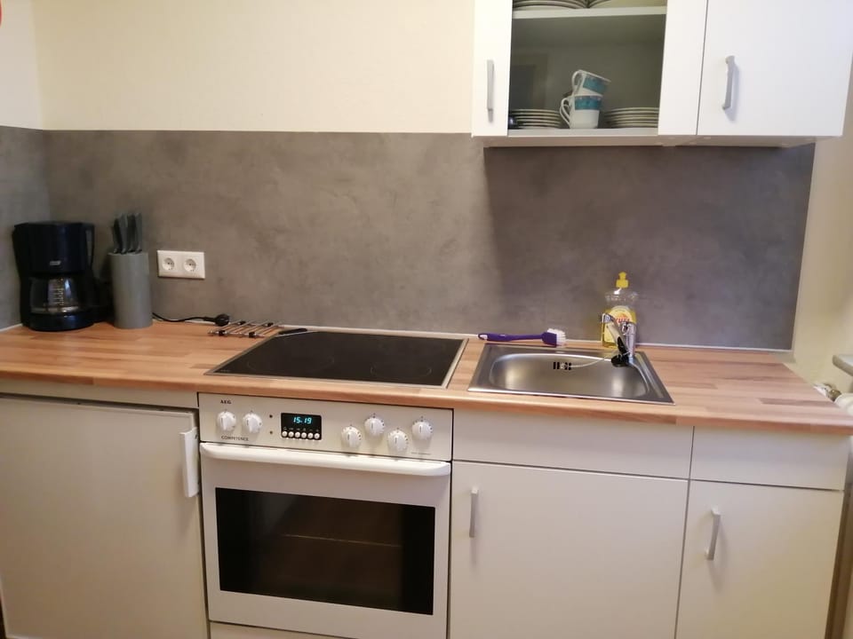 Kitchen or kitchenette, minibar, stove