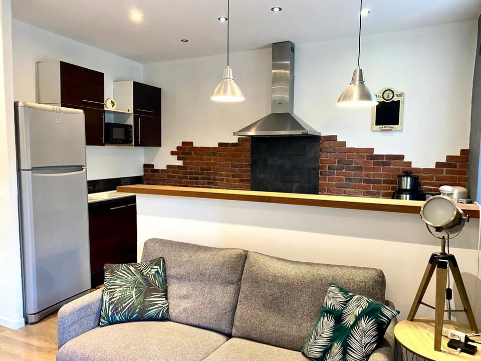 Kitchen or kitchenette, minibar, stove