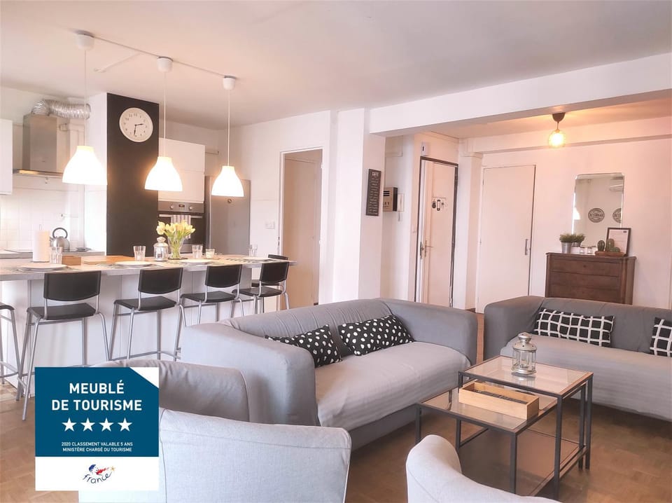 Living room, kitchen