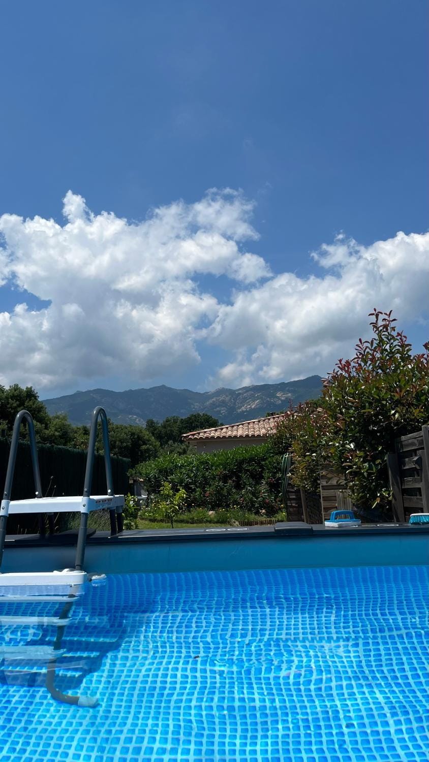 Mountain view, Swimming pool, sunbed