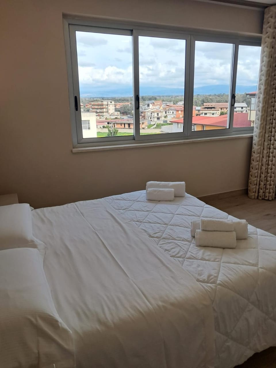 Bed, View (from property/room), towels